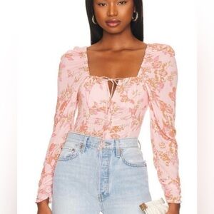 New Free People Women’s XS Hilary Print Keyhole Neck Cropped Top Boho